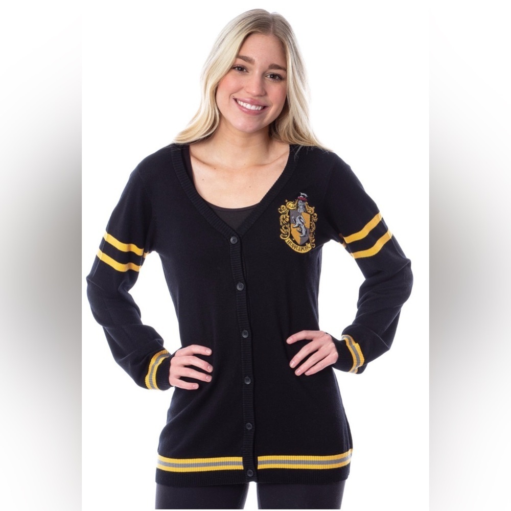 Harry Potter Womens Hufflepuff House
Open Front Cardigan Juniors Knit Sweater XL